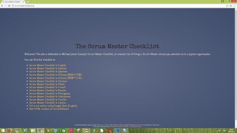 Michael James' Example Scrum Master Checklist